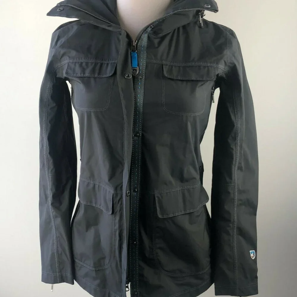 Kuhl Saboteura Waterproof Jacket Zip Raincoat Raven Gray Lightweight Size Small - Picture 2 of 12